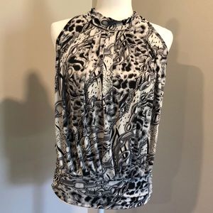 Black/white/grey patterned tank. Medium